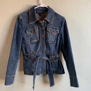 INC Distressed Belted Jean Jacket sz Small